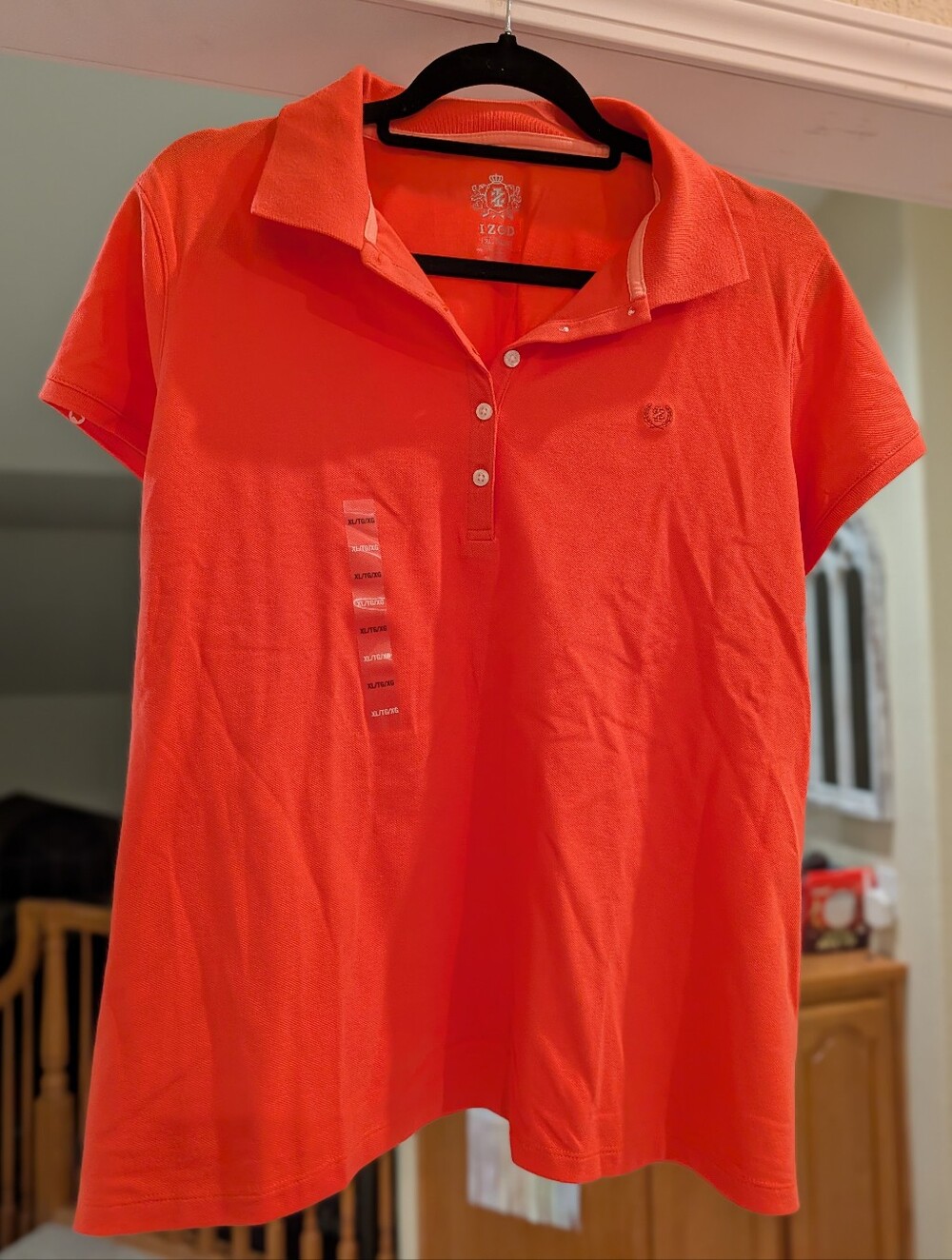 Izod Women's Short Sleeve Cotton Polo in Coral Orange XL